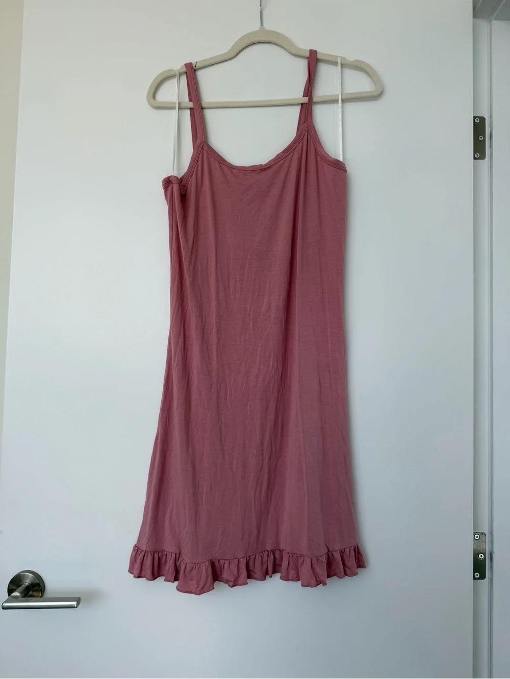 Posh Peanut Dusty Rose Women's Pink Robe & Ruffle Hem Chemise Set L/XL